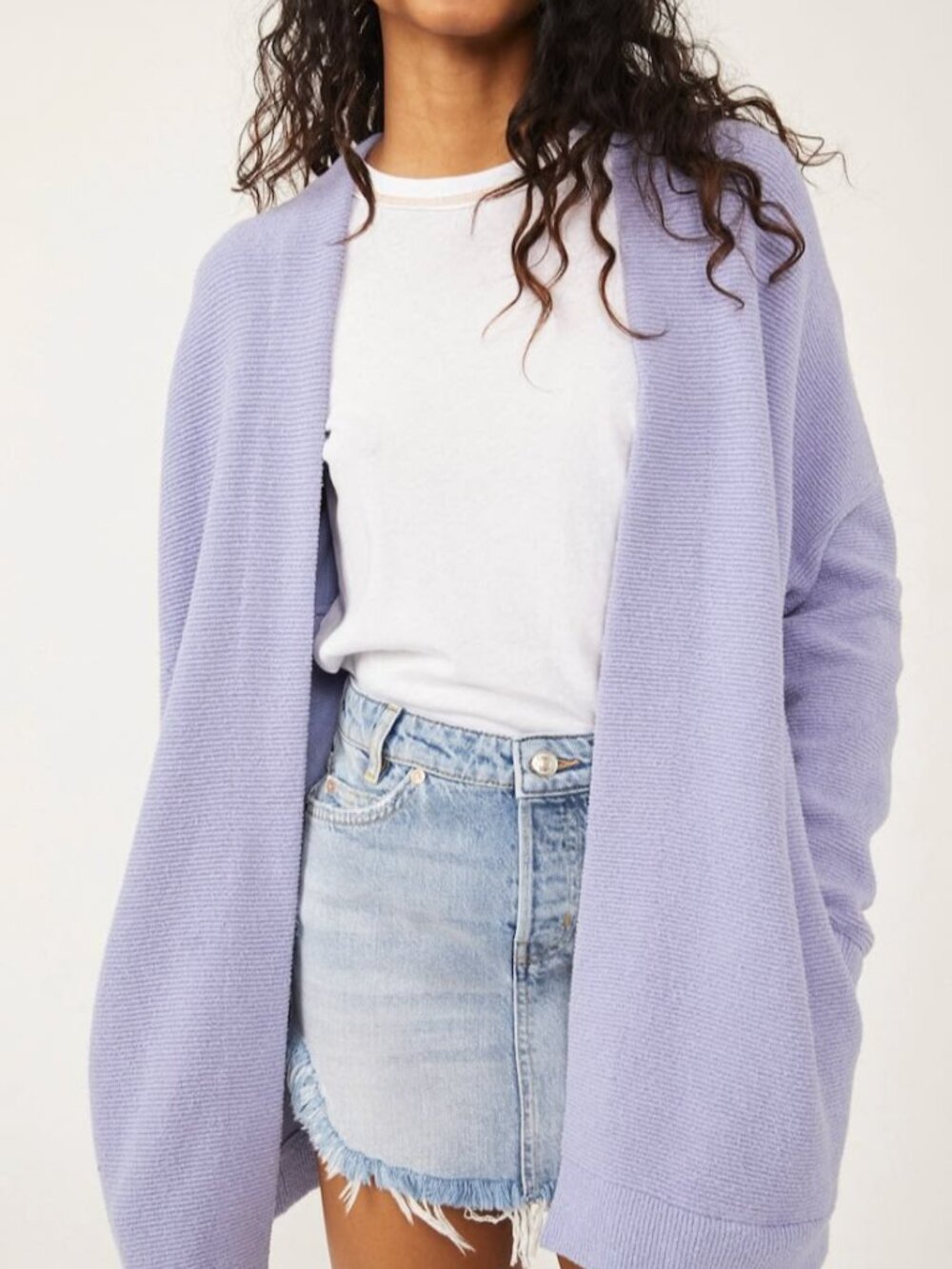 NWT Free People Women's Ottoman Cardigan Sweater in Serenity Purple Size Small